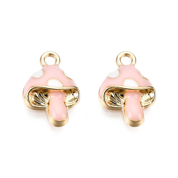 

PandaHall Alloy Pendants, with Enamel, Light Gold, Mushroom, PeachPuff, 16x11x4mm, Hole: 1.8mm Alloy+Enamel Mushroom Brown