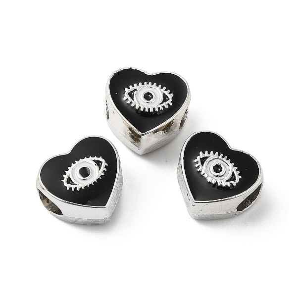 

PandaHall CCB Plastic European Beads, Large Hole Beads, Heart with Evil Eyes, Black, 11x11.5x8mm, Hole: 5mm Plastic Heart Black