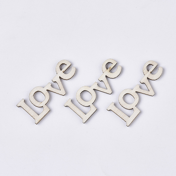 

PandaHall Valentine's Day Theme Laser Cut Wood Shapes, Unfinished Wooden Embellishments, Wooden Cabochons, Word LOVE, PapayaWhip..., Orange