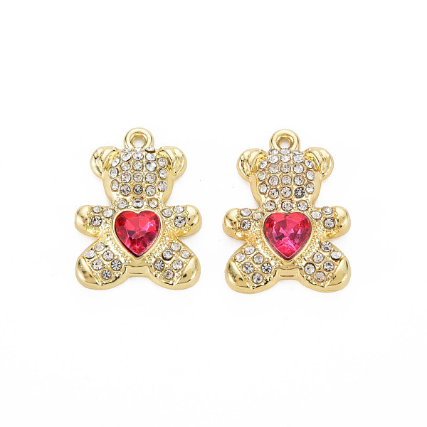 

PandaHall Rack Plating Alloy Pendants, with Rhinestone, Cadmium Free & Nickel Free & Lead Free, Bear, Fuchsia, 20x15x5mm, Hole: 1.2mm Alloy..., Purple