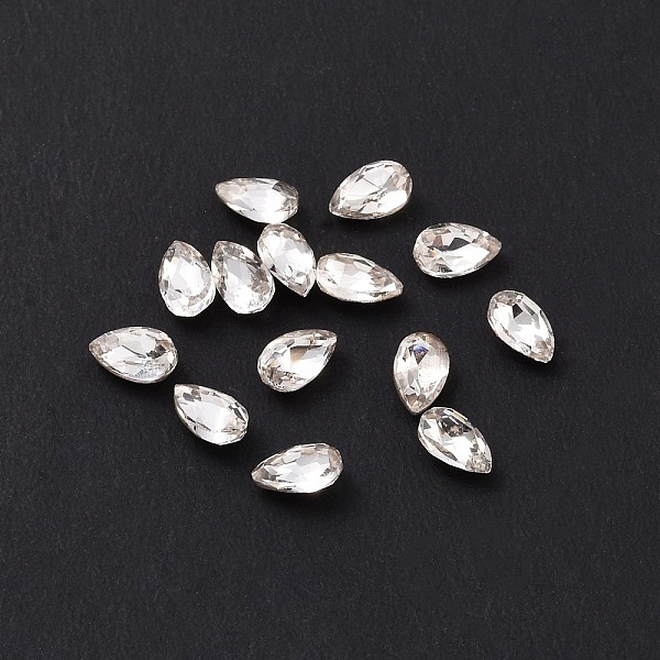 

PandaHall Glass Rhinestone Cabochons, Pointed Back & Silver Back Plated, Teardrop, Crystal, 5x3x2mm Glass Rhinestone Teardrop Clear