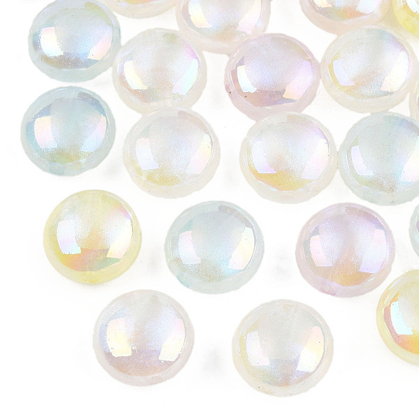 

PandaHall Plating Acrylic Beads, Pearlized, Flat Round, Mixed Color, 18x11mm, Hole: 3mm Acrylic Flat Round Multicolor