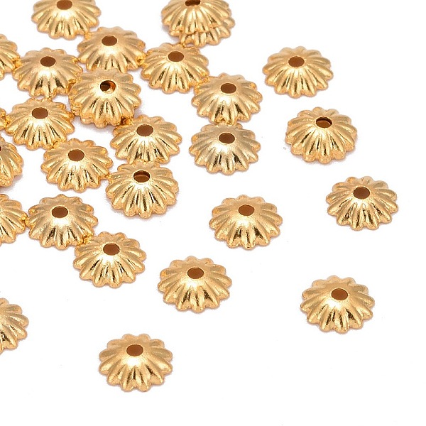 

PandaHall Brass Bead Cap, Cadmium Free & Nickel Free & Lead Free, Real 18K Gold Plated, 6x2mm, Hole: 1mm Brass