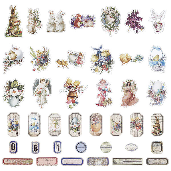 

PandaHall Gorgecraft Retro Easter Theme Paper Adhesive Stickers, Package Sealing Stickers, Rabbit & Angel & Easter Egg, Mixed Patterns..., Multicolor