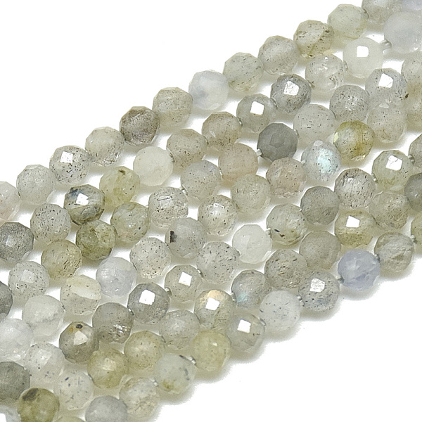PandaHall Natural Labradorite Beads Strands, Faceted, Round, 2~2.5mm, Hole: 0.3mm, about 177pcs/strand, 14.9 inch Labradorite Round