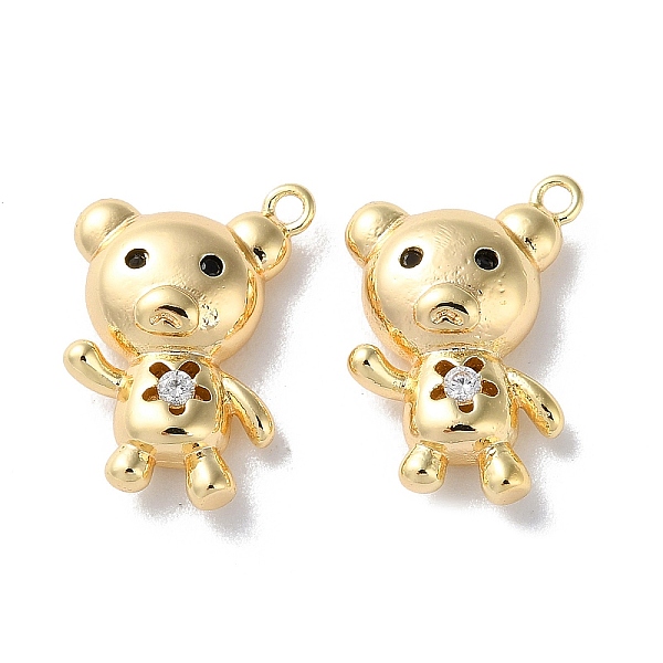 

PandaHall Glass Charms, with Brass Findings, Bear Charm, Real 18K Gold Plated, 14.5x10.5x4mm, Hole: 1.2mm Brass+Glass Bear Clear