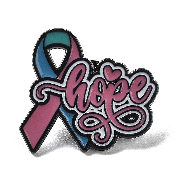 

PandaHall Black Zinc Alloy Brooch, October Breast Cancer Pink Awareness Ribbon Enamel Pins for Women, Word Hope, 26x30x1.5mm Alloy+Enamel...