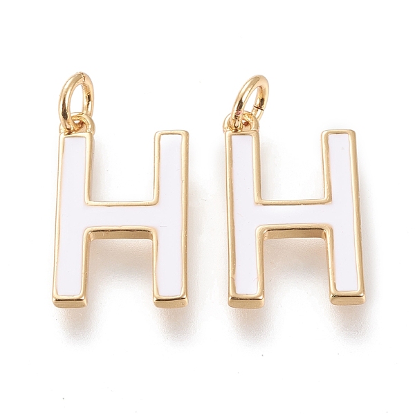 

PandaHall Brass Enamel Pendants, with Jump Ring, Long-Lasting Plated, Real 18K Gold Plated, Letter.H, White, Letter.H, H: 18x11x1.8mm, Jump...