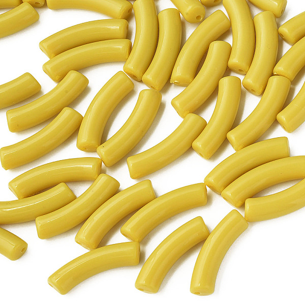 

PandaHall Opaque Acrylic Beads, Curved Tube, Light Khaki, 32x10x8mm, Hole: 1.8mm Acrylic Tube