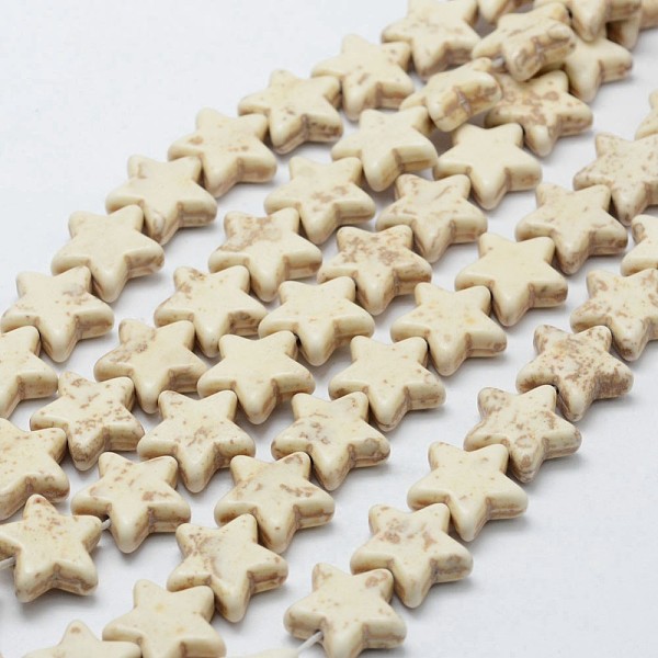 

PandaHall Synthetic Magnesite Bead Strands, Star, 15.5x15.5x5.5mm, Hole: 1mm, about 31pcs/strand, 14.9 inch Magnesite Star
