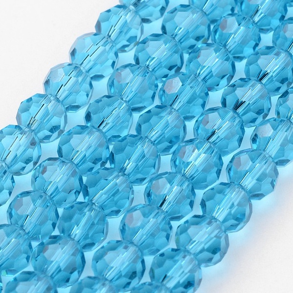 

PandaHall Transparent Glass Bead Strands, Imitate Austrian Crystal, Faceted(32 Facets), Round, Sky Blue, 10mm, Hole: 1mm, about 72pcs/strand...