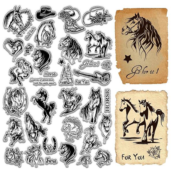 

PandaHall 4Pcs 4 Styles Custom PVC Plastic Clear Stamps, for DIY Scrapbooking, Photo Album Decorative, Cards Making, Horse, 160x110x3mm...