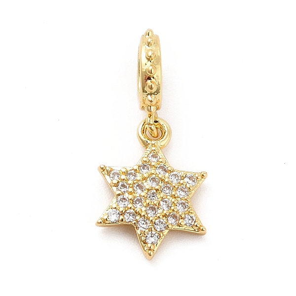 

PandaHall Rack Plating Brass Micro Pave Cubic Zirconia European Dangle Charms, Large Hole Pendants, Star of David Charm, Long-Lasting Plated..., Clear