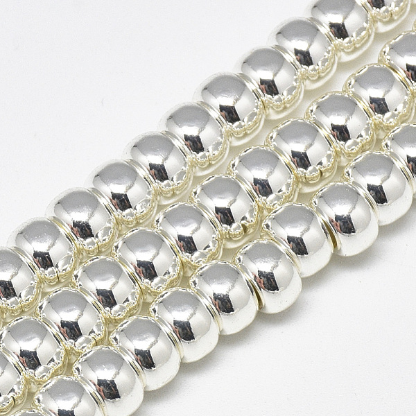 

PandaHall Electroplate Non-magnetic Synthetic Hematite Beads Strands, Rondelle, Silver Plated, 6x4mm, Hole: 2mm, about 97pcs/strand, 15.7...