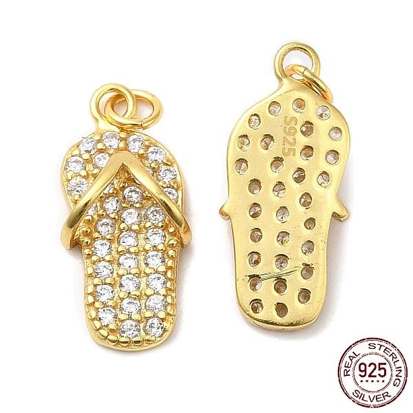 

PandaHall 925 Sterling Silver Micro Pave Cubic Zirconia Shoe Pendants, Flip-Flops Charm, with Jump Ring & 925 Stamp, Real 18K Gold Plated..., Clear