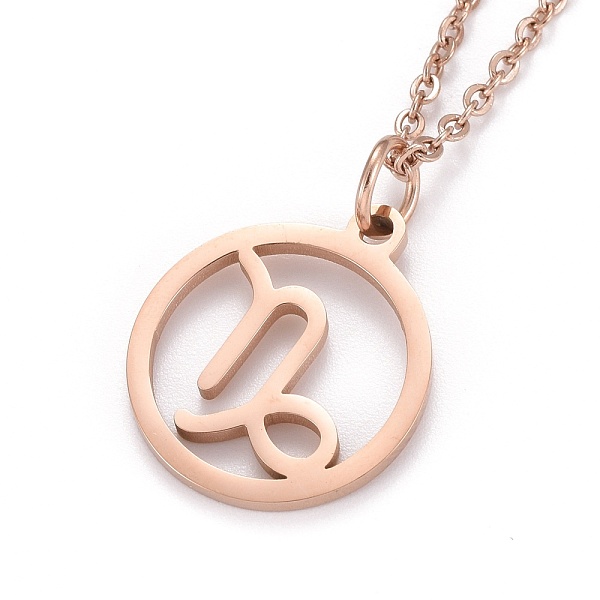 

PandaHall 304 Stainless Steel Pendant Necklaces, with Lobster Claw Clasps, Constellation/Zodiac Sign, Rose Gold, Capricorn, 19.56 inch...