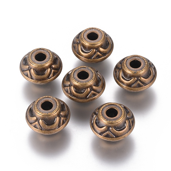 

PandaHall CCB Plastic Beads, Rondelle with Flower, Antique Bronze, 20.5x14.5mm, Hole: 5mm Plastic Rondelle
