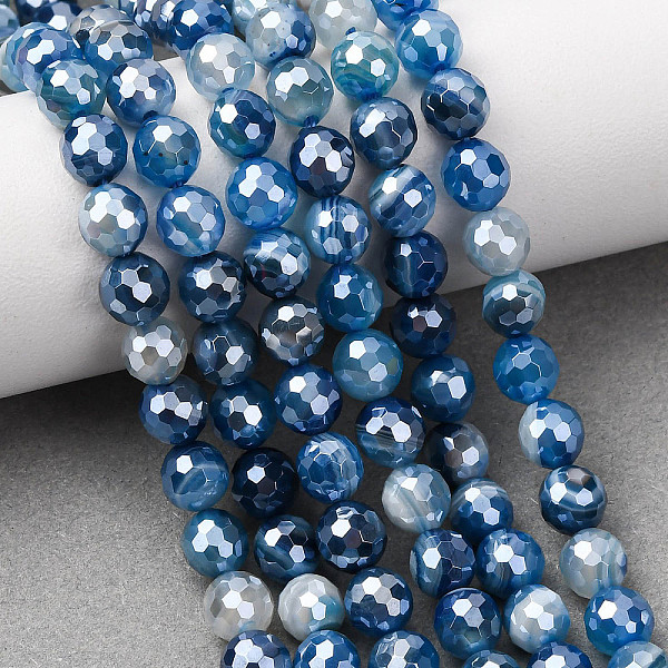 Brins de perles d'agate à bandes naturelles