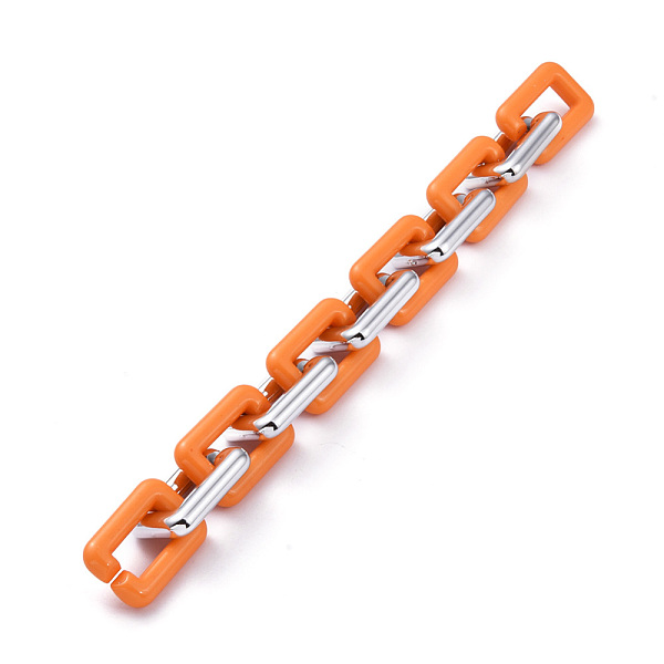 

PandaHall Handmade CCB Plastic Cable Chains, with Opaque Acrylic Linking Rings, Platinum, Dark Orange, Links: 30x20x6mm, 39.37 inch...