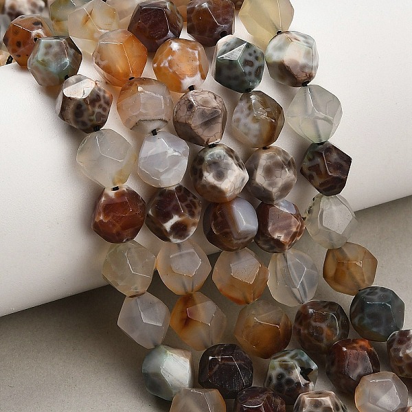 Brins de perles d'agate naturelle (teintes et chauffées)