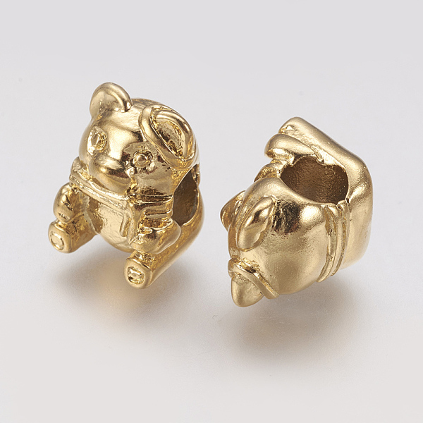 

PandaHall Ion Plating(IP) 304 Stainless Steel European Beads, Bear, Large Hole Beads, Golden, 14x10.5x10mm, Hole: 5mm 304 Stainless Steel...