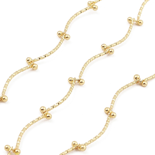 

PandaHall Brass Curved Bar Link Chains, with Round Ball Charms, Unwelded, with Spool, Real 18K Gold Plated, 19.5x1mm Brass