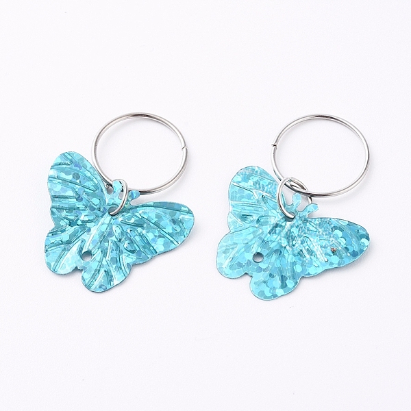 

PandaHall Plastic Paillette/Sequin Hair Braid Rings Pendants, Hair Clip Headband Accessories, Butterfly, Sky Blue, 28mm Plastic Butterfly...