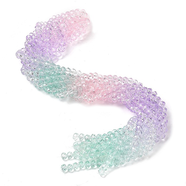 

PandaHall Transparent Painted Glass Beads Strands, Faceted, Rondelle, Colorful, 6x5mm, Hole: 1mm, about 80pcs/strand, 16.54''(42cm) Glass...