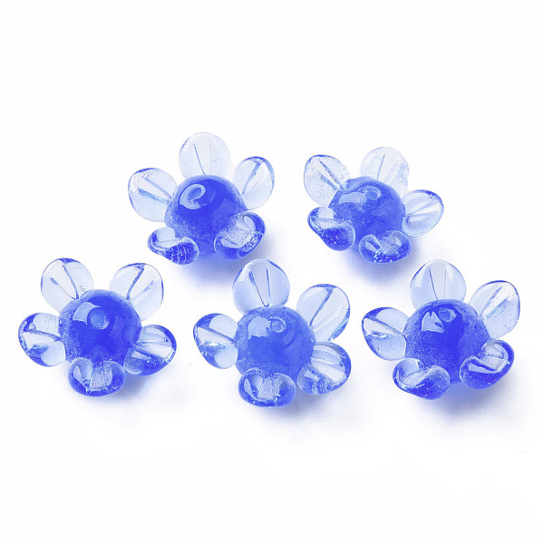 

PandaHall Handmade Lampwork Beads, Flower, Royal Blue, 14.5~15.5x15~16x7~8mm, Hole: 1.5mm Lampwork Flower