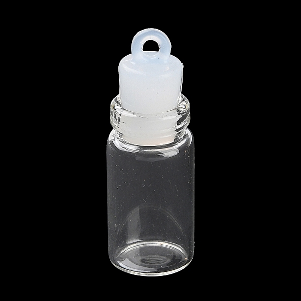 

PandaHall Clear Glass Wishing Bottle Pendants, with Plastic Seal Plug, Column, 33x11mm, Hole: 2mm Glass Column Clear