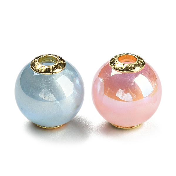 

PandaHall Rainbow Iridescent Plating Acrylic European Beads, with Alloy Findings, Large Hole Beads, Round, Mixed Color, 20.5x19.5mm, Hole..., Multicolor