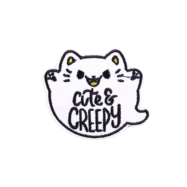 

PandaHall Cat Computerized Embroidery Cloth Iron on/Sew on Patches, Costume Accessories, Appliques, White, 50x60mm Cloth Cat Shape White