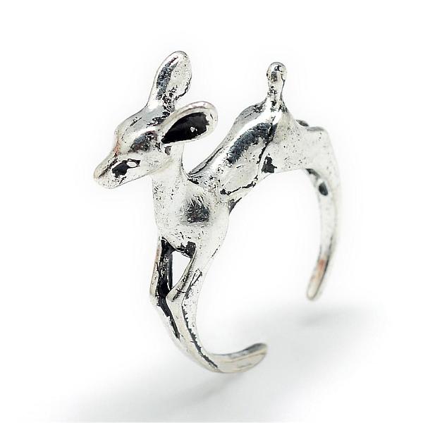 

PandaHall Adjustable Alloy Cuff Finger Rings, Deer, Size 6, Antique Silver, 16mm Alloy