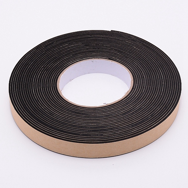 PandaHall Strong Adhesion EVA Sponge Foam Rubber Tape, Anti-Collision Seal Strip, Black, 20x2mm, 10m/roll Adhesive Black