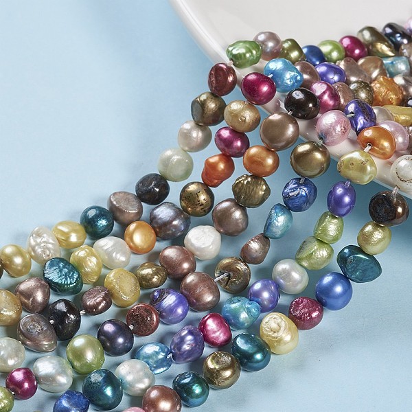 

PandaHall Dyed Natural Cultured Freshwater Pearl Beads Strands, Two Sides Polished, Mixed Color, 7~8x7~10x4~6mm, Hole: 0.8mm, about..., Multicolor