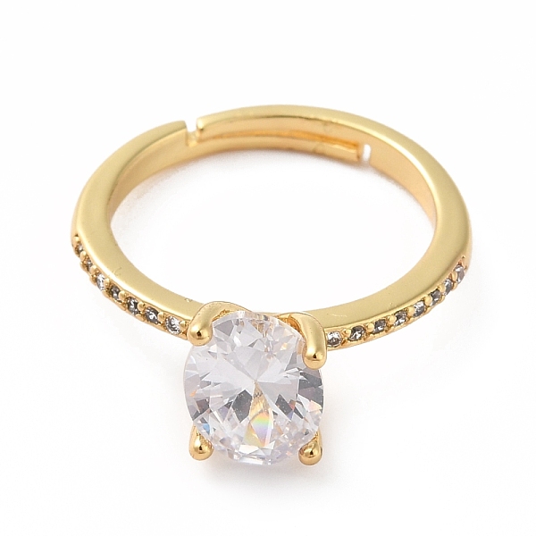 

PandaHall Cubic Zirconia Adjustable Ring, Real 18K Gold Plated Brass Jewelry for Women, Lead Free & Cadmium Free, Clear, Inner Diameter...