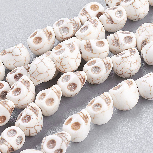 

PandaHall Gemstone Beads Strands, Synthetical Turquoise, Skull, for Halloween, White, 10x8x7.5mm, Hole: 1.5mm, about 35pcs/strand Synthetic...