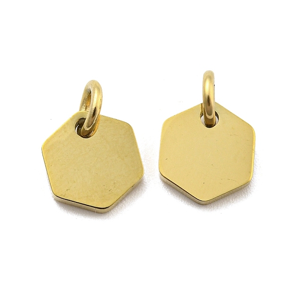 

PandaHall 304 Stainless Steel Charms, with Jump Ring, Laser Cut, Hexagon Charm, Real 14K Gold Plated, 8x8x1mm, Hole: 3mm 304 Stainless Steel...