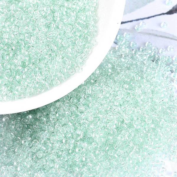 

PandaHall MIYUKI Round Rocailles Beads, Japanese Seed Beads, Pearlized Crystal AB, (RR3642) Pearlized Crystal AB Mint, 15/0, 1.5mm, Hole..., Green