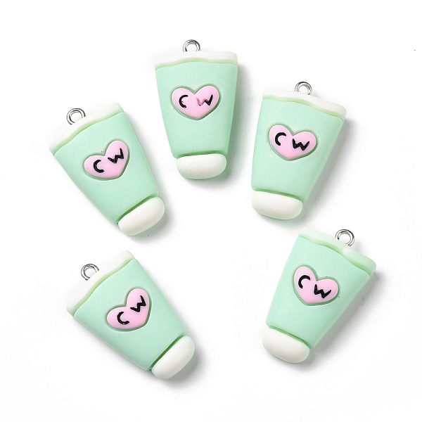 

PandaHall Opaque Resin Pendants, with Platinum Tone Iron Loops, Bottle with Heart & Word Cw, Aquamarine, 28.5x17x9mm, Hole: 2mm Resin Others..., Green