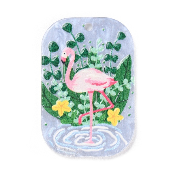 

PandaHall Acrylic Pendants, Rectangle with Flamingo Pattern, Green, 39.5x26x2.5mm, Hole: 2mm Acrylic Rectangle Green