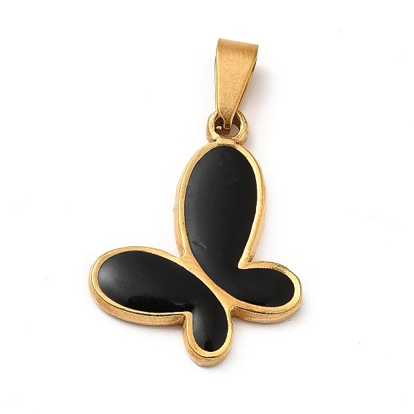 

PandaHall Vacuum Plating 201 Stainless Steel Enamel Pendants, Butterfly, Golden, 25.5x20x3mm, Hole: 7x3mm Stainless Steel+Enamel Butterfly..., Black