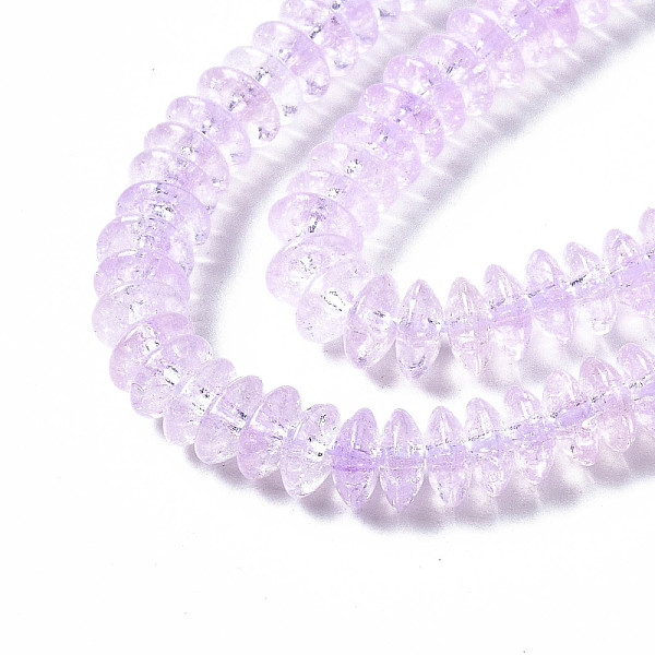 

PandaHall Crackle Glass Beads, Dyed & Heated, Rondelle, Plum, 6x3.5mm, Hole: 1.2mm, about 147pcs/strand, 15.23 inch(38.7cm) Glass Rondelle..., Purple