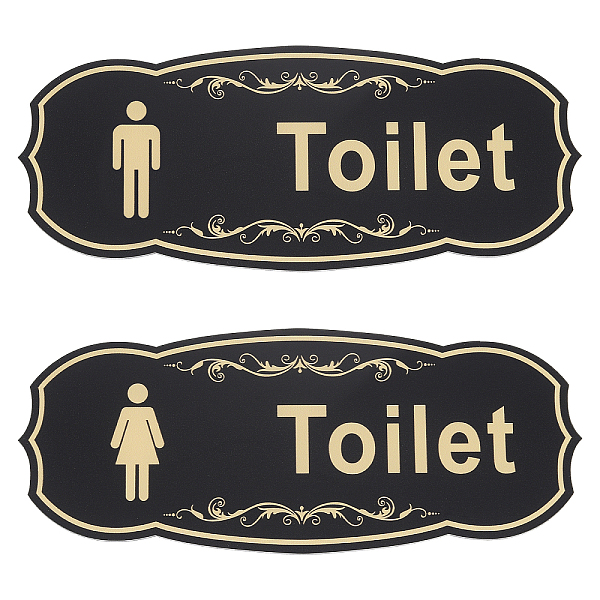 PandaHall Olycraft 2Pcs 2 Style Acrylic TOILET Sign Stickers, Public Toilet Sign, for Wall Door Accessories Sign, Prussian Blue, 9x22x0.25cm...