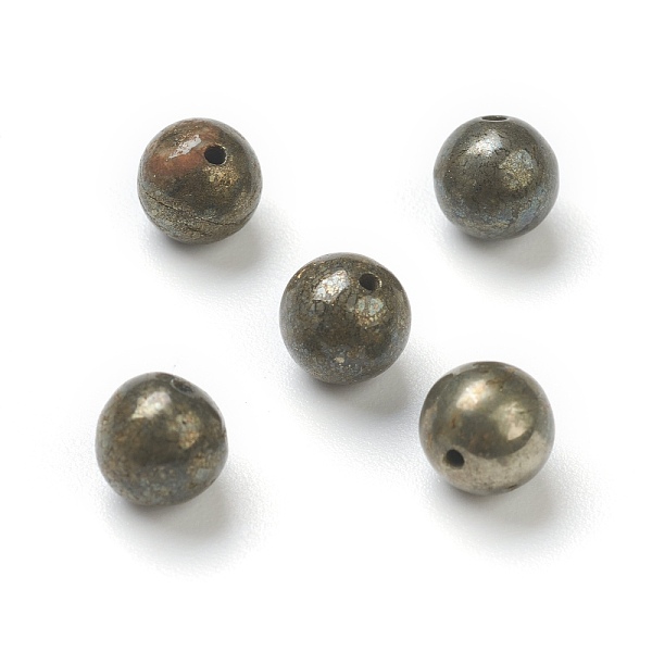 

PandaHall Natural Pyrite Beads, Half Drilled, Round, 6mm, Hole: 1mm Pyrite Round
