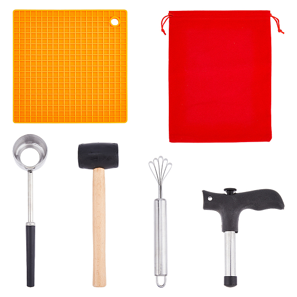 

PandaHall SUPERFINDINGS Coconut Opener Tool Set Coconut Scraper Stainless Steel Coco Nut Opener Kit Coconut Hole Maker Puncher Rubber Hammer..., Multicolor