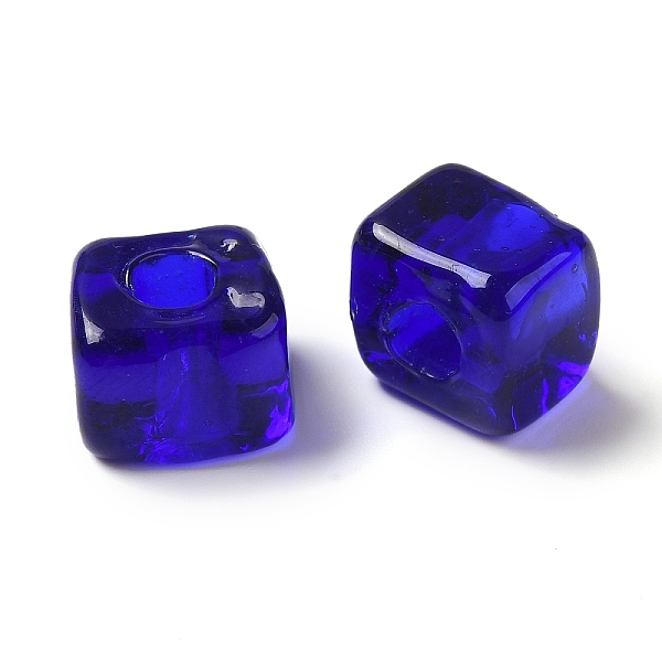 

PandaHall Handmade Lampwork Beads, Cube, Blue, 8.5~10x8.5~10.5x8~10.5mm, Hole: 4mm Lampwork Cube Blue