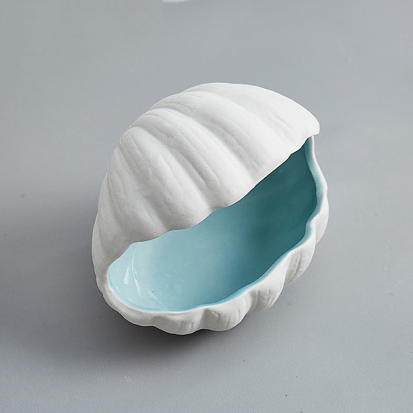 

PandaHall Shell Shape Ceramics Jewelry Plates, Jewelry Plate, Storage Tray for Rings, Necklaces, Earring, Aqua, 120x100x100mm Ceramics Shell..., Cyan