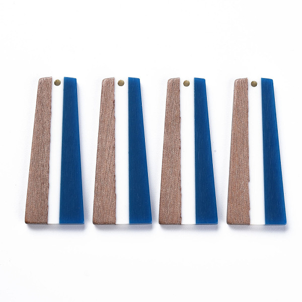 

PandaHall Resin & Walnut Wood Pendants, Trapezoid, Dark Blue, 49x19x3mm, Hole: 2mm Resin+Wood Trapezoid