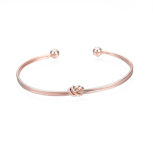 

PandaHall Alloy Wire Wrap Knot Open Cuff Bangle for Women, Cadmium Free & Lead Free, Rose Gold, Inner Diameter: 1-3/4x2-5/8 inch(4.5x6.6cm)...